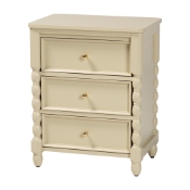 bali & pari Kyla Nightstand with Spindle Legs - 3-Drawer Bedside Table with Turned Detailing and Inset Paneling